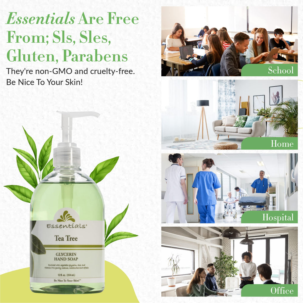 Clearly Natural Essentials Glycerin Liquid Hand Soap – Tea Tree, 3 oz, 3-Pack