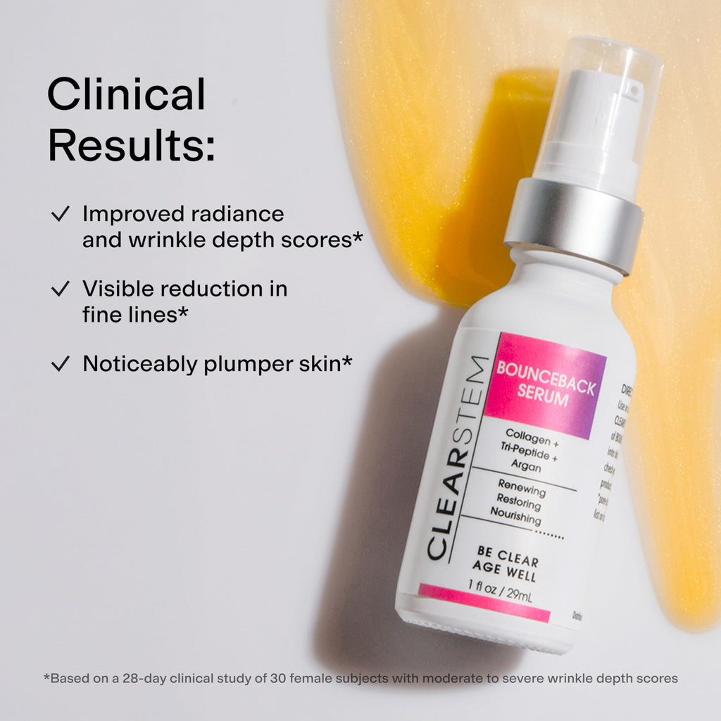 CLEARSTEM BOUNCEBACK Radiant Facial Serum – Tri-Peptides, Mango Extract, Lightweight Hydration