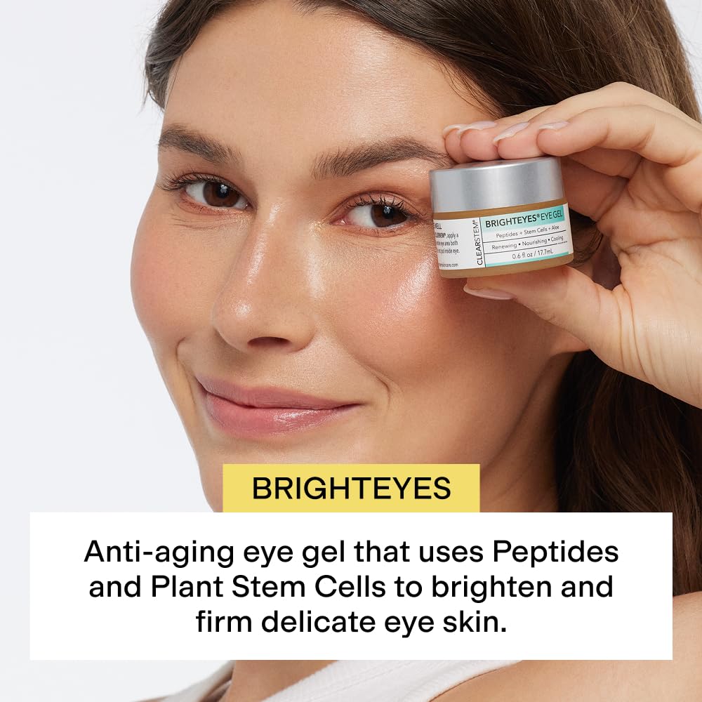 CLEARSTEM BrightEyes Eye Gel – Nourishing, Cooling Eye Cream with Peptides & Stem Cells | 0.6 fl oz