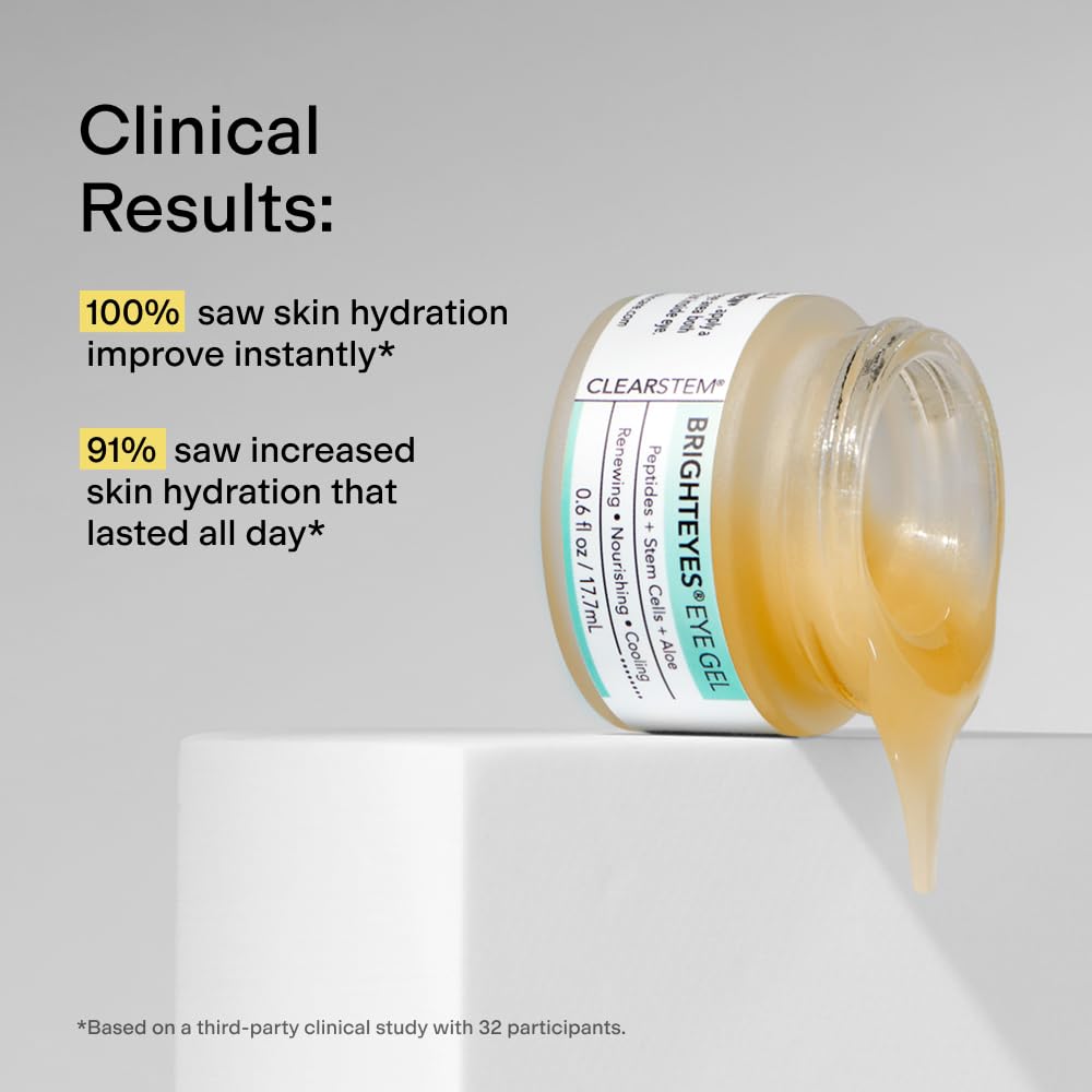 CLEARSTEM BrightEyes Eye Gel – Nourishing, Cooling Eye Cream with Peptides & Stem Cells | 0.6 fl oz