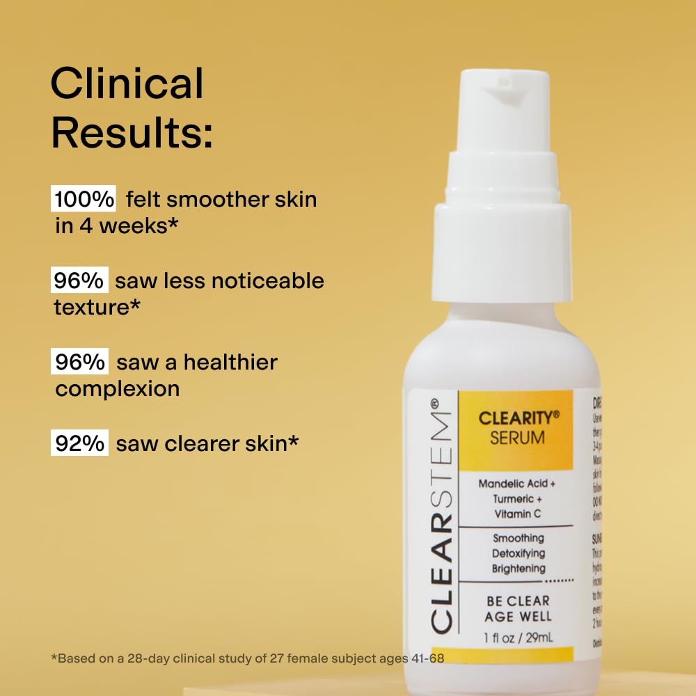 CLEARSTEM CLEARITY Mandelic Acid Serum – Blackhead Dissolver, Vitamin C, Turmeric, Collagen Boost | 1 fl oz