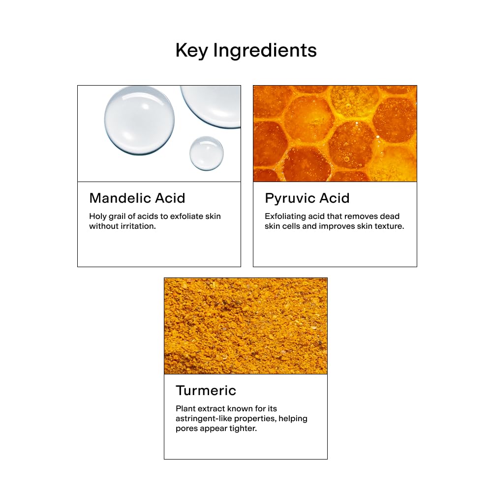 CLEARSTEM CLEARITY Mandelic Acid Serum – Blackhead Dissolver, Vitamin C, Turmeric, Collagen Boost | 1 fl oz