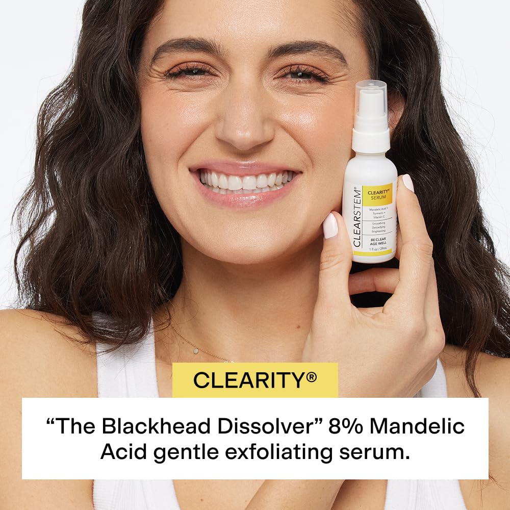 CLEARSTEM CLEARITY Mandelic Acid Serum – Blackhead Dissolver, Vitamin C, Turmeric, Collagen Boost | 1 fl oz