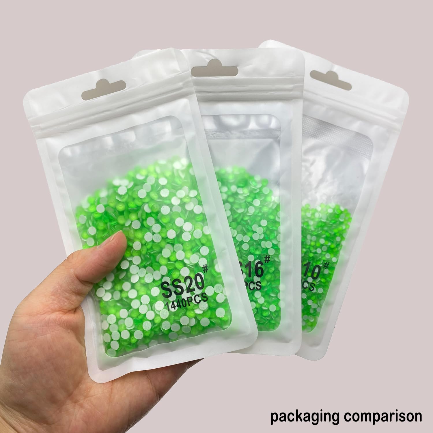 CLEKSPOYE Flatback Glass Rhinestones 1440pcs Neon Green SS20 – Non Hotfix for Nails, Crafts, and Apparel