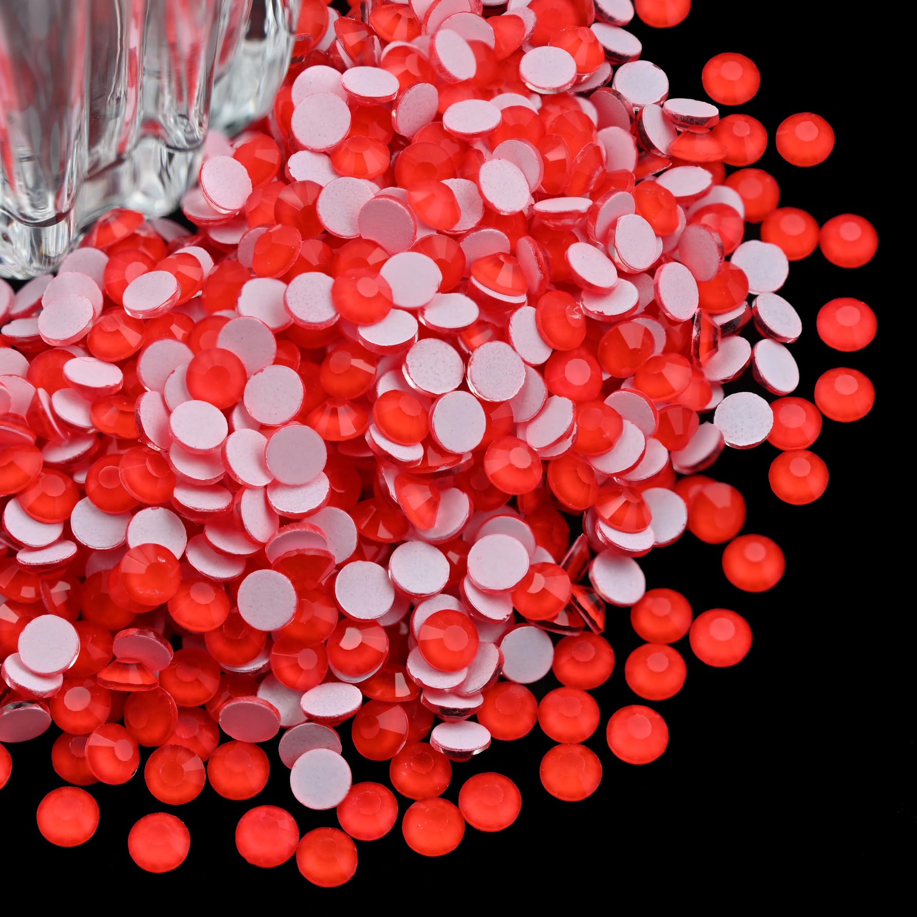 CLEKSPOYE Flatback Glass Rhinestones Neon Red SS20 – 1440pcs, Non-Hotfix for Crafts, Nails & Fashion