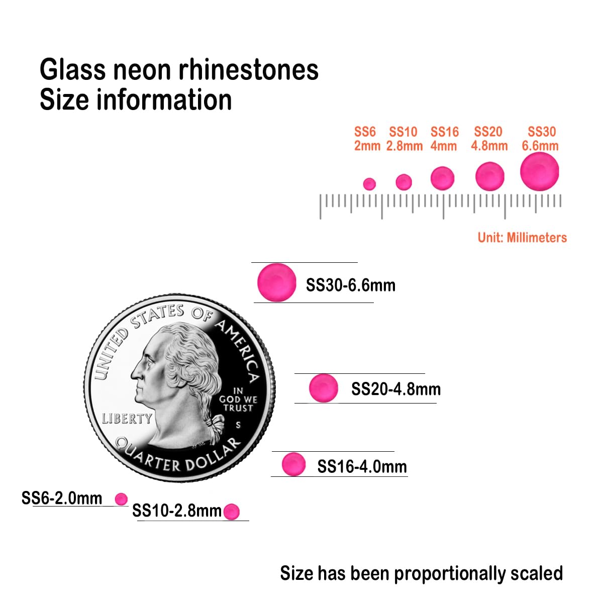 CLEKSPOYE Flatback Rhinestones Neon Pink SS20 – 1440pcs Non Hotfix Glass Gems for Nail Art, Crafts & Apparel
