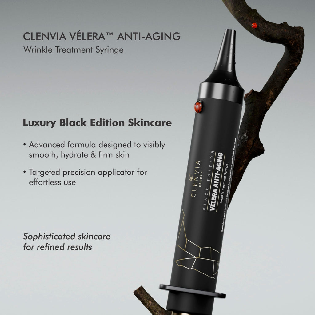 Vélera Black Edition Anti-Aging Wrinkle Treatment Syringe – Clenvia Beauty, 10ml Precision Applicator