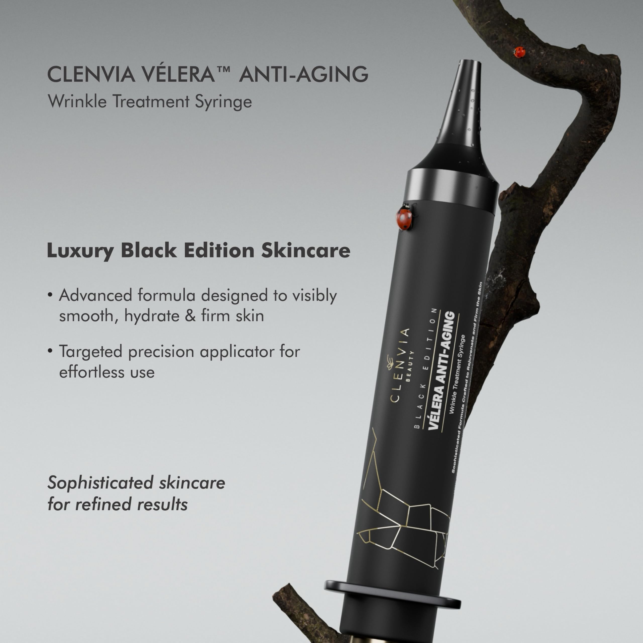 Vélera Black Edition Anti-Aging Wrinkle Treatment Syringe – Clenvia Beauty, 10ml Precision Applicator