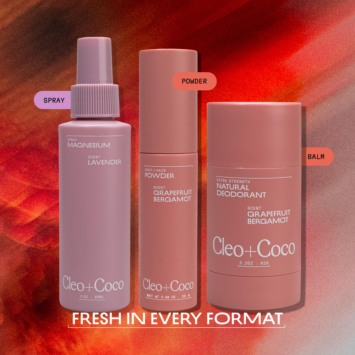 Cleo + Coco Extra Strength Deodorant Balm Grapefruit Bergamot 2-Pack, Aluminum-Free, Vegan