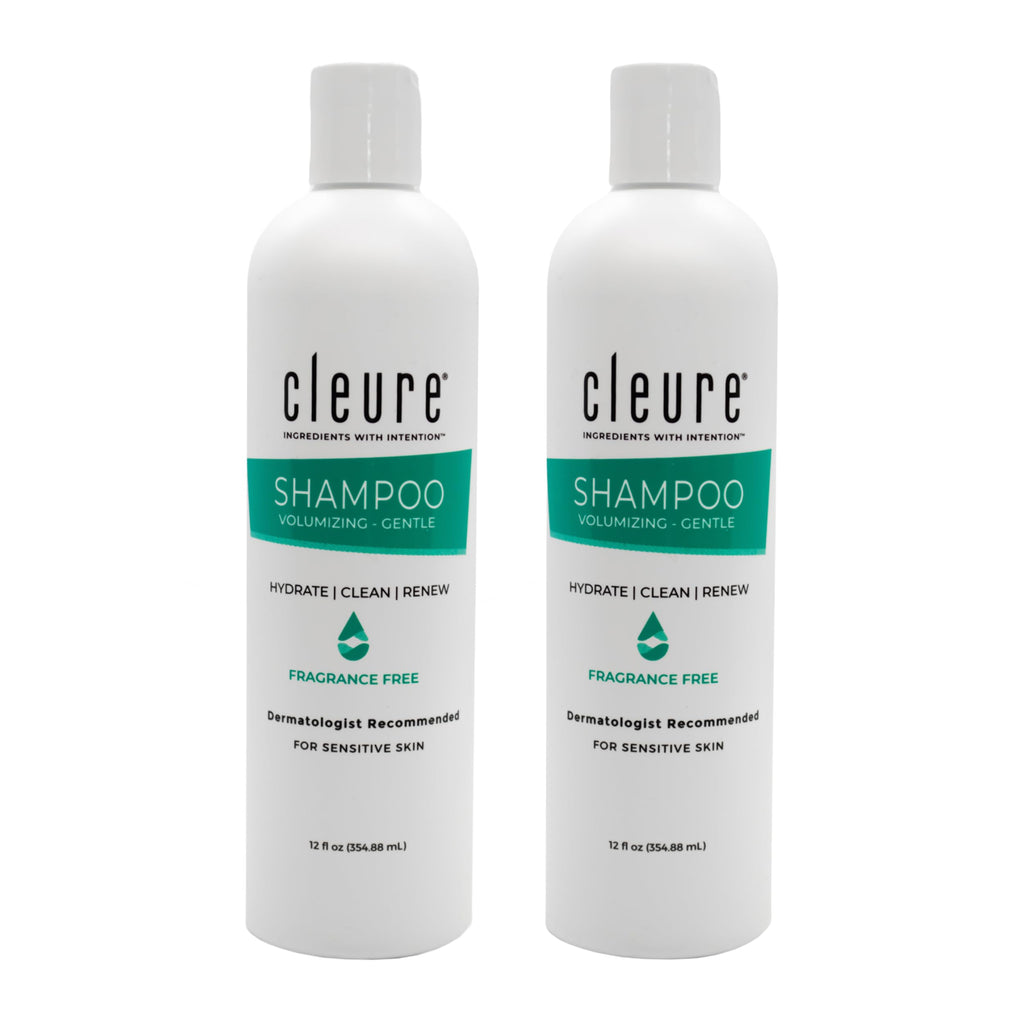 Cleure Hypoallergenic Volumizing Shampoo for Sensitive Skin – Fragrance Free, SLS & Paraben Free (12 oz, Pack of 2)