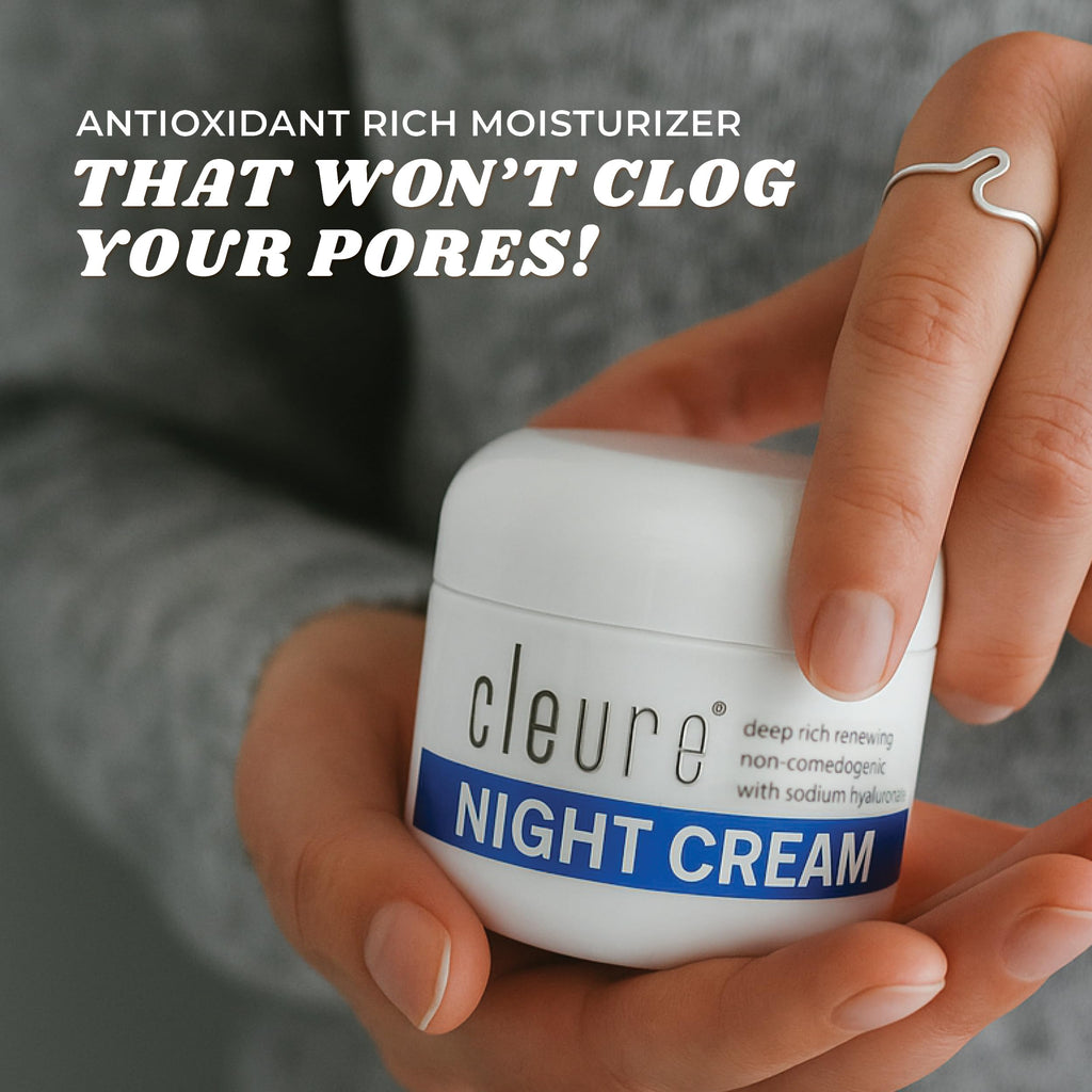 Cleure Hyaluronic Acid & Shea Butter Night Cream for Sensitive Skin – Fragrance-Free, Gluten & Paraben Free (2 oz, Pack of 2)