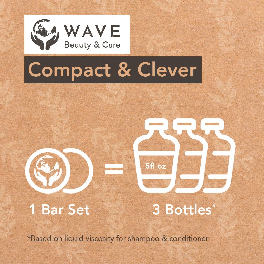 Clever Yoga Wave Eucalyptus Oil Shampoo & Conditioner Bar Set – Organic Vegan, Long-Lasting (80–120 Uses)