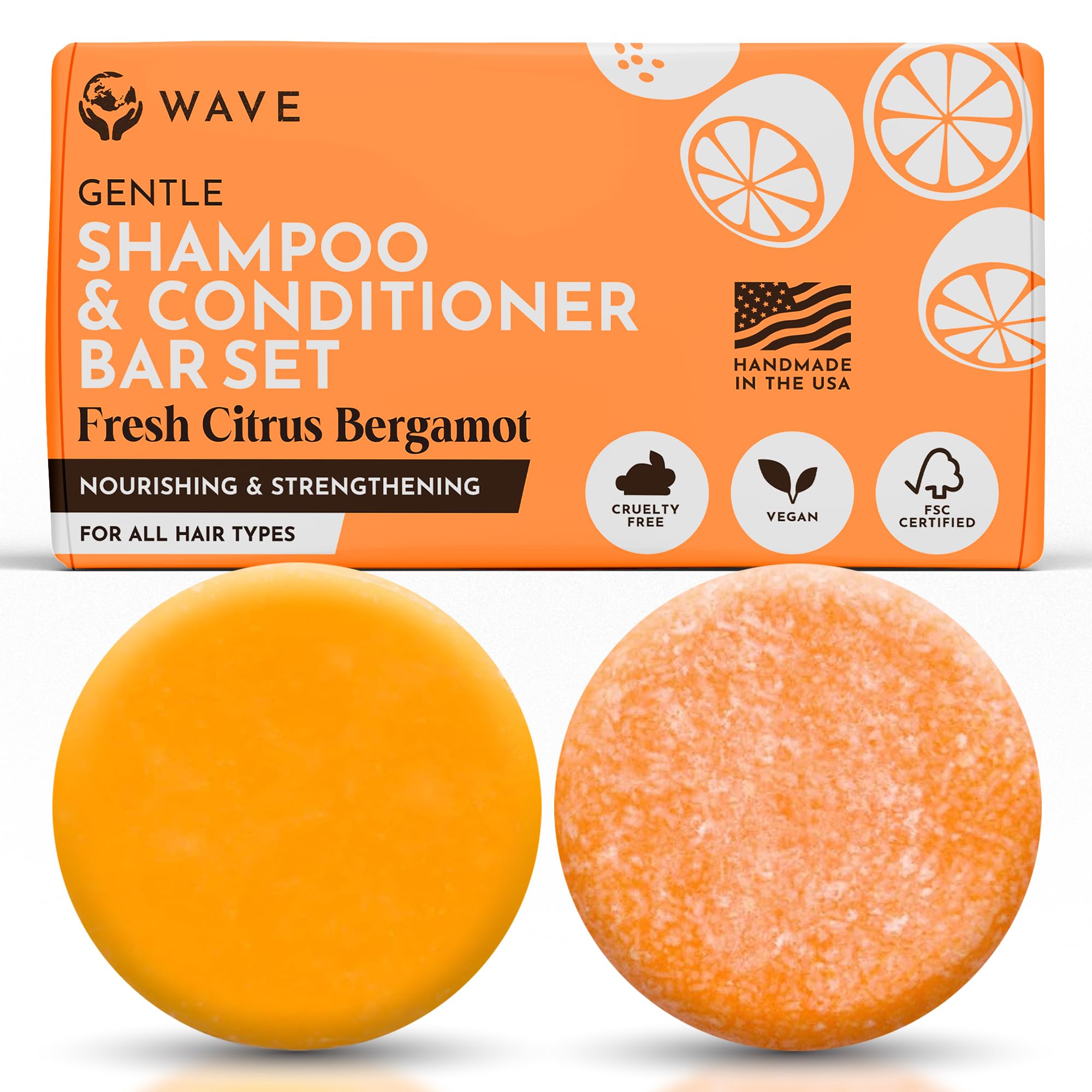 Clever Yoga Fresh Citrus Shampoo & Conditioner Bar Set — Sulfate Free, Vegan, Travel‑Friendly