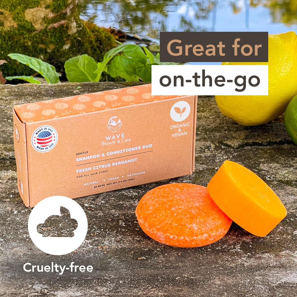 Clever Yoga Fresh Citrus Shampoo & Conditioner Bar Set — Sulfate Free, Vegan, Travel‑Friendly