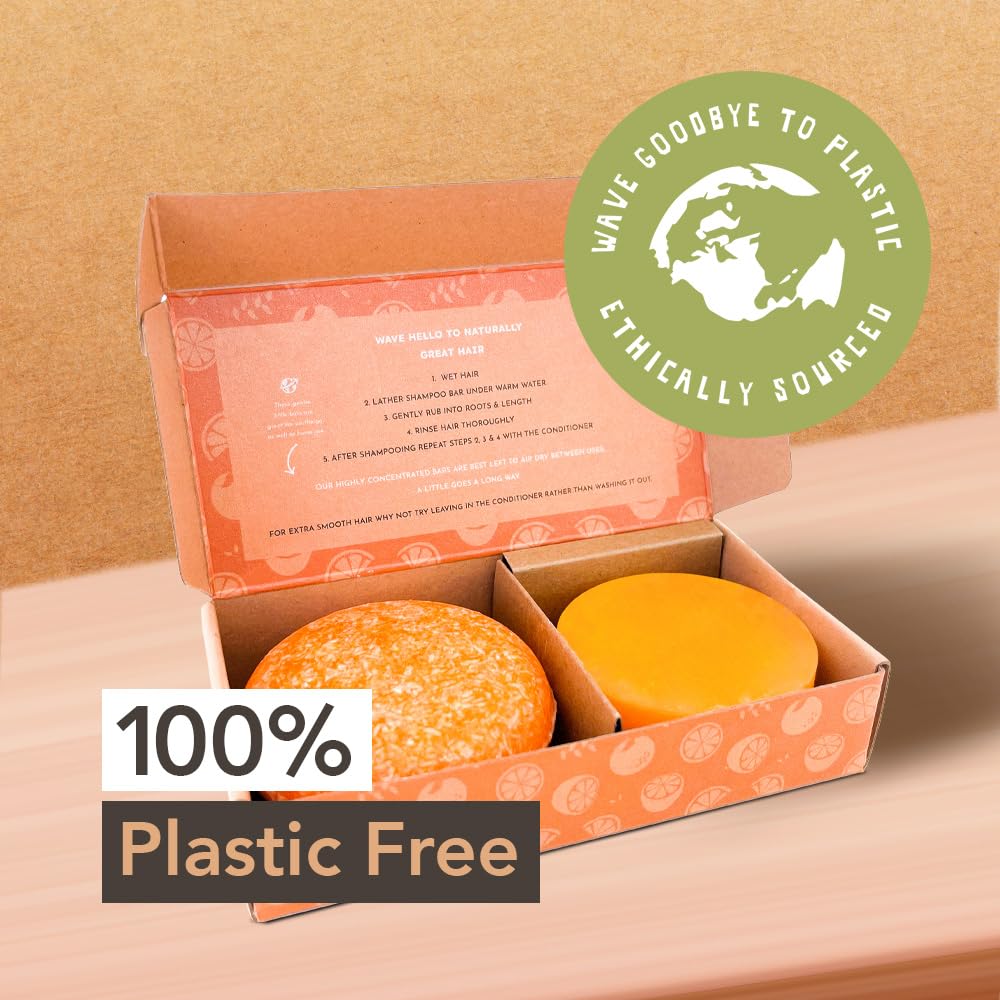 Clever Yoga Fresh Citrus Shampoo & Conditioner Bar Set — Sulfate Free, Vegan, Travel‑Friendly