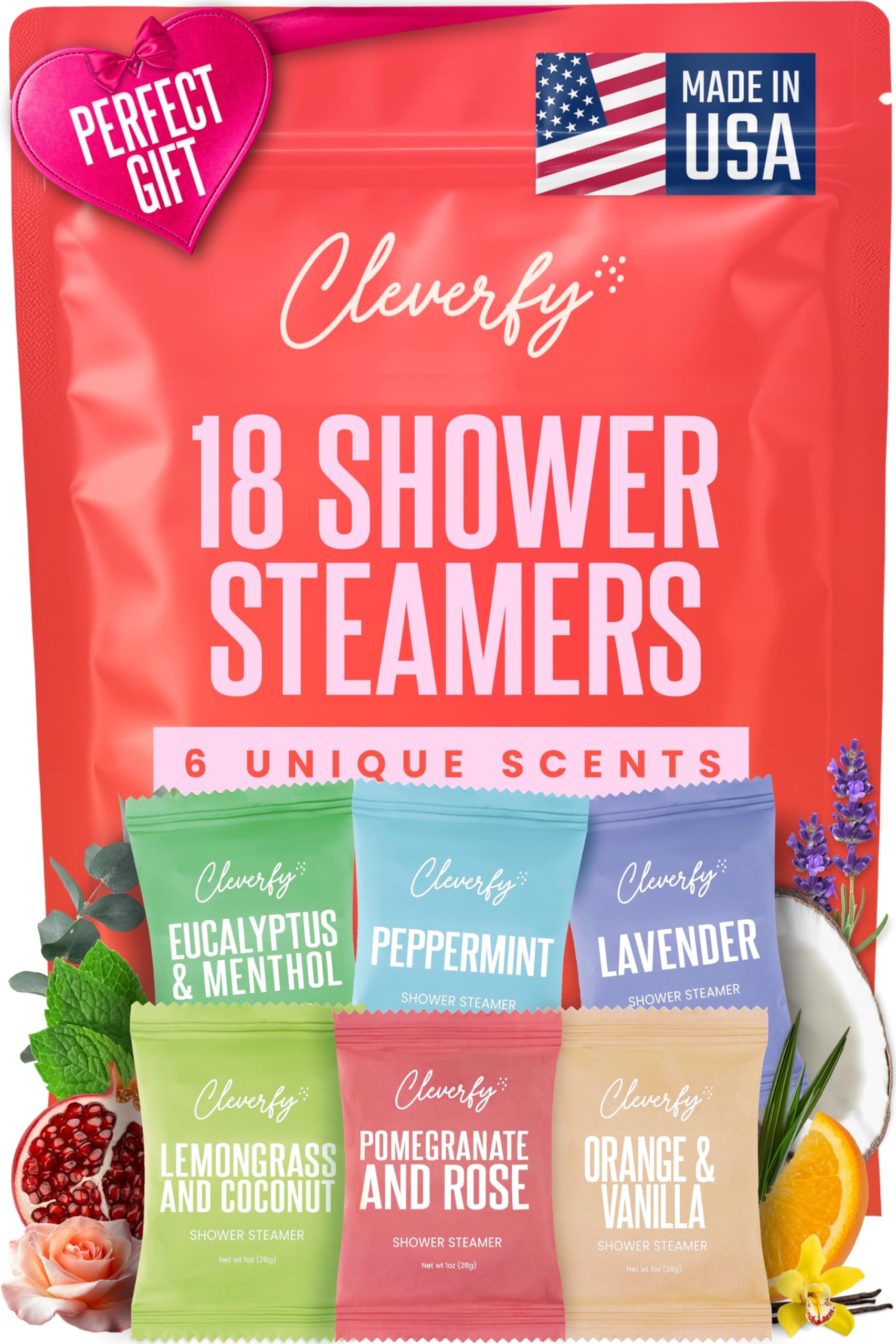 Cleverfy Shower Steamers Aromatherapy – 18 Tablets Valentine’s Day Gift Set