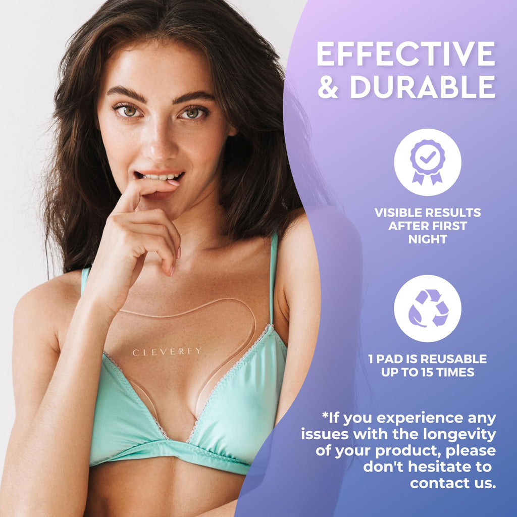 CLEVERFY Silicone Chest Anti-Wrinkle Patches for Décolleté – 4-Pack T-Shape Reusable Wrinkle Pads