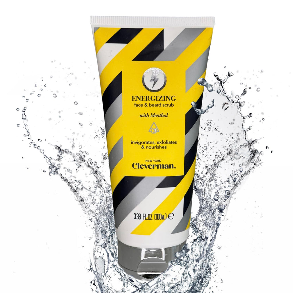 Cleverman Energizing Face & Beard Scrub for Men – Menthol-Infused, Exfoliating Cleanser 100ml