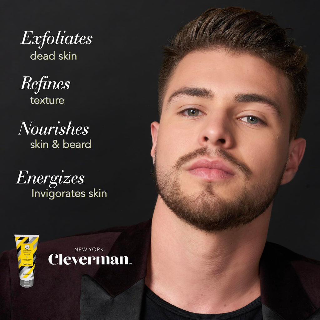 Cleverman Energizing Face & Beard Scrub for Men – Menthol-Infused, Exfoliating Cleanser 100ml