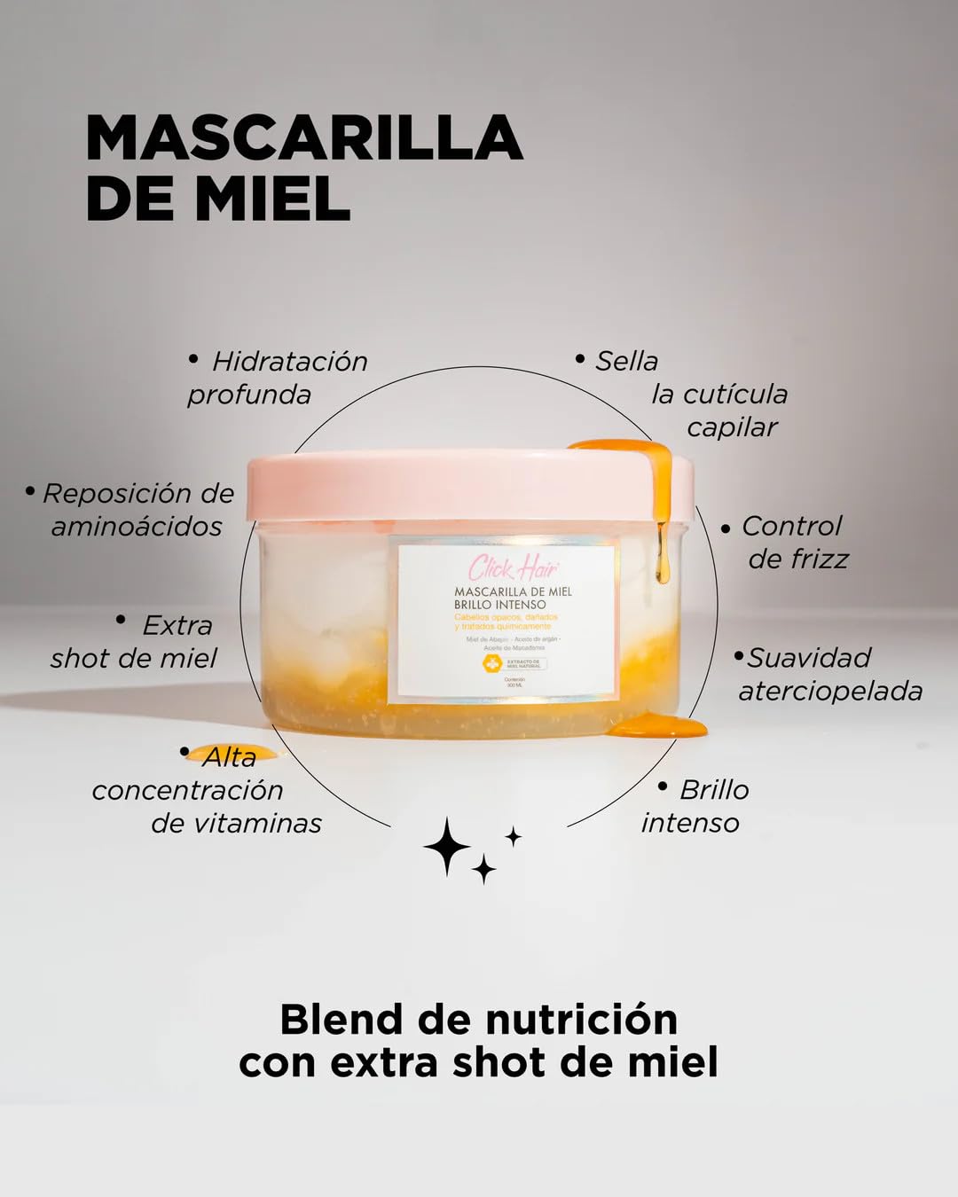 Click Hair Honey Mask Intense Shine – Deep Conditioning Mask with Pure Honey (10.1oz / 300ml)