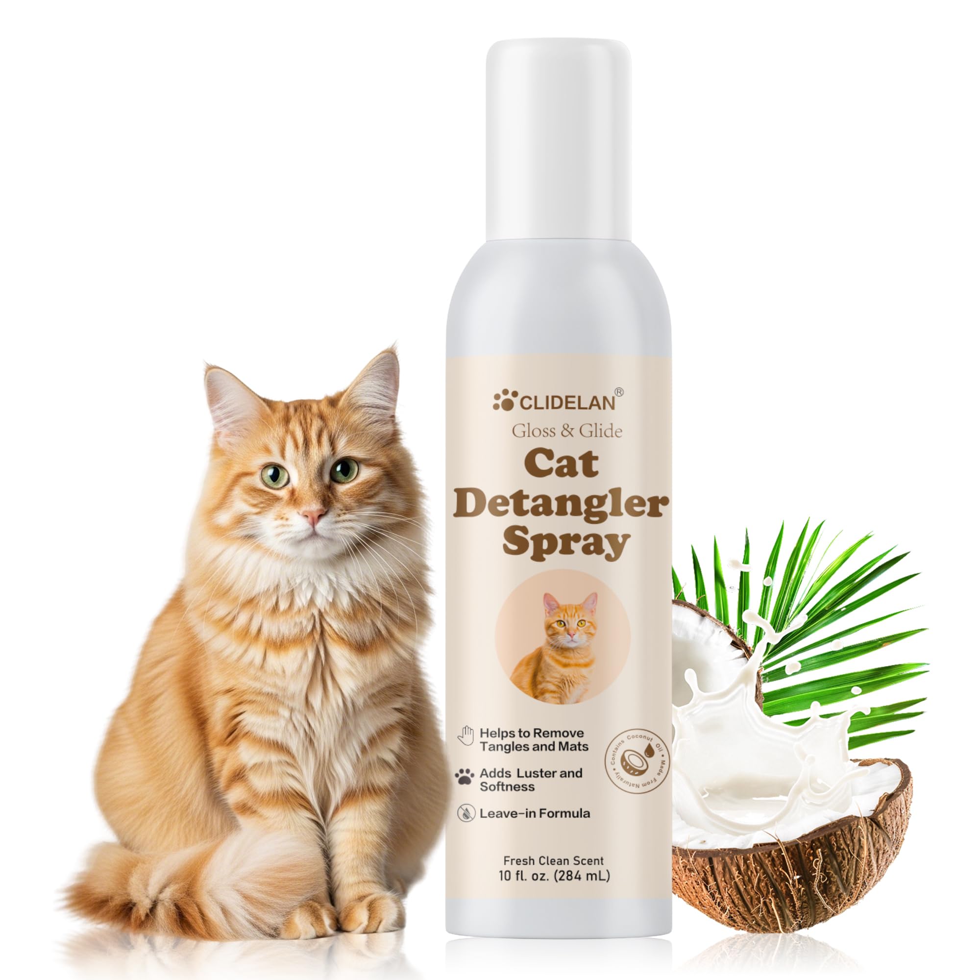Clidelan Cat Detangler Spray – Gentle Matting Solution for Cats, Hydrates Coat & Smooth Fur