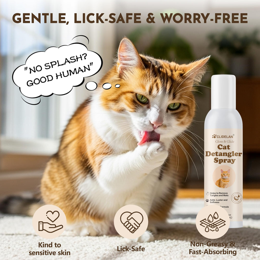 Clidelan Cat Detangler Spray – Gentle Matting Solution for Cats, Hydrates Coat & Smooth Fur