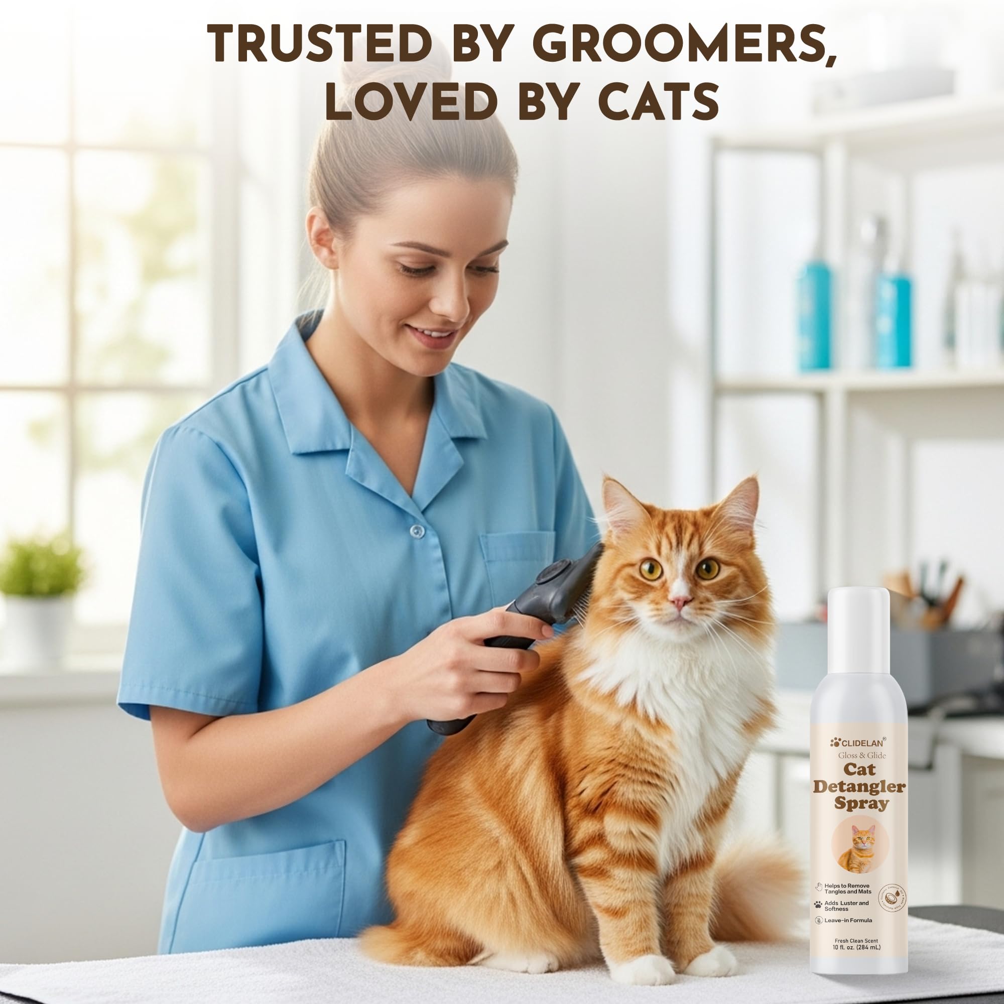 Clidelan Cat Detangler Spray – Gentle Matting Solution for Cats, Hydrates Coat & Smooth Fur