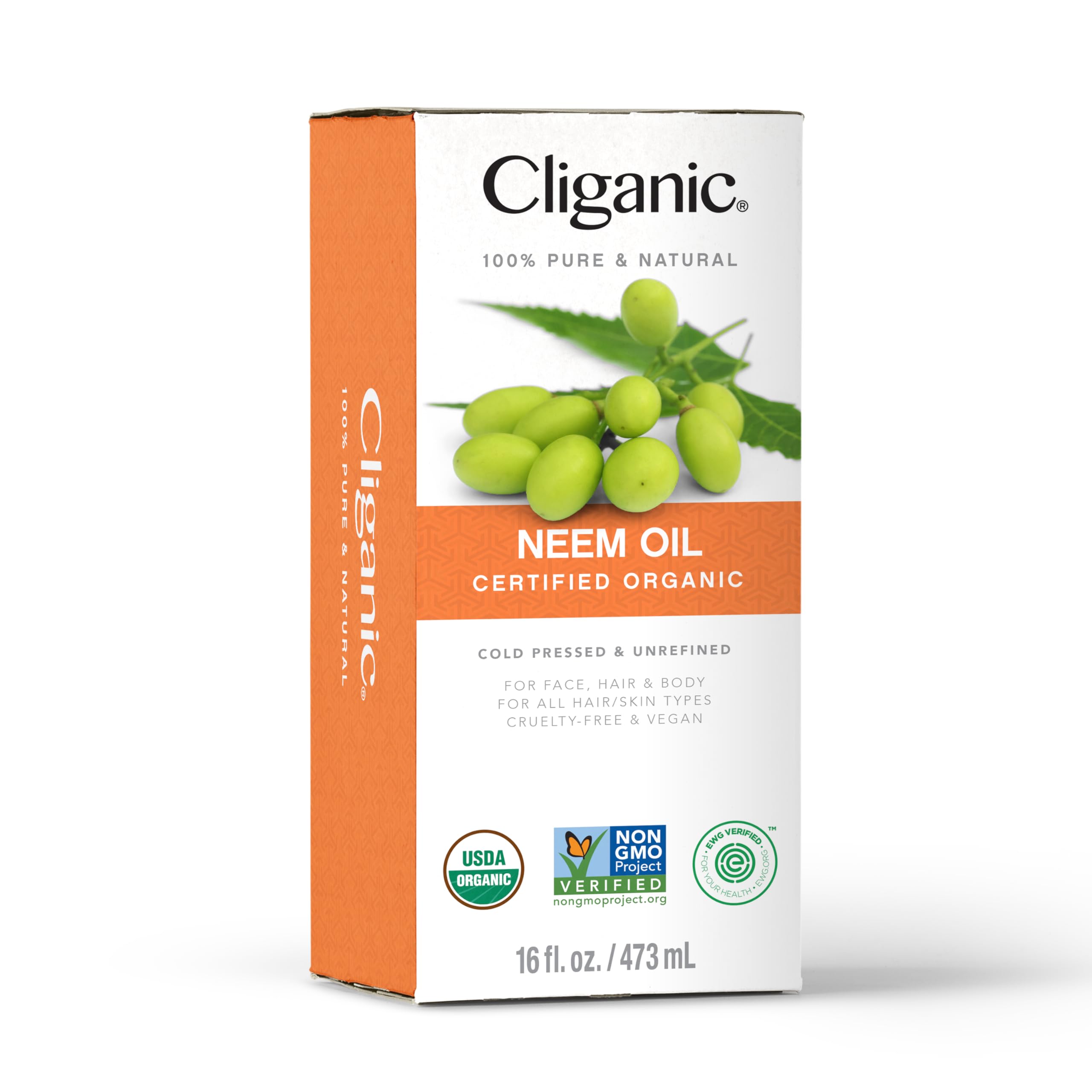 Cliganic Organic Neem Oil 16oz – 100% Pure, Cold-Pressed, Non-GMO