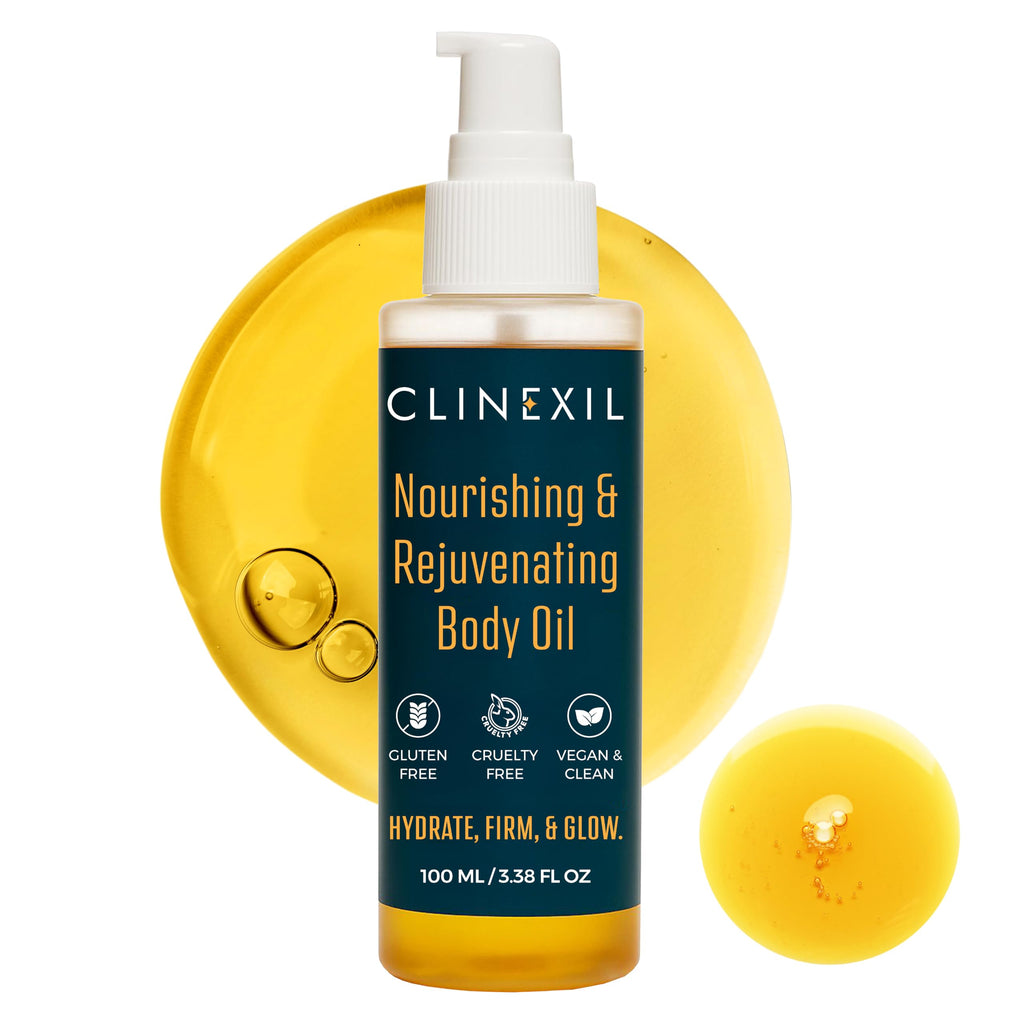 Clinexil After Shower Body Oil for Women – Hydrating & Firming Natural Moisturizer with Jojoba, Baobab, Sea Buckthorn & Vitamin E – Non-Greasy, Fast-Absorbing (3.38 oz)