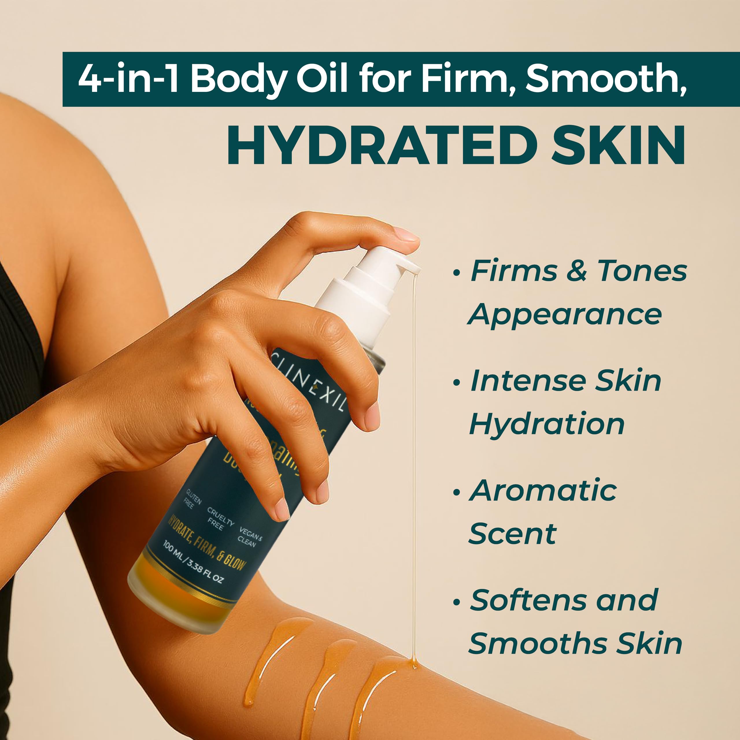 Clinexil After Shower Body Oil for Women – Hydrating & Firming Natural Moisturizer with Jojoba, Baobab, Sea Buckthorn & Vitamin E – Non-Greasy, Fast-Absorbing (3.38 oz)