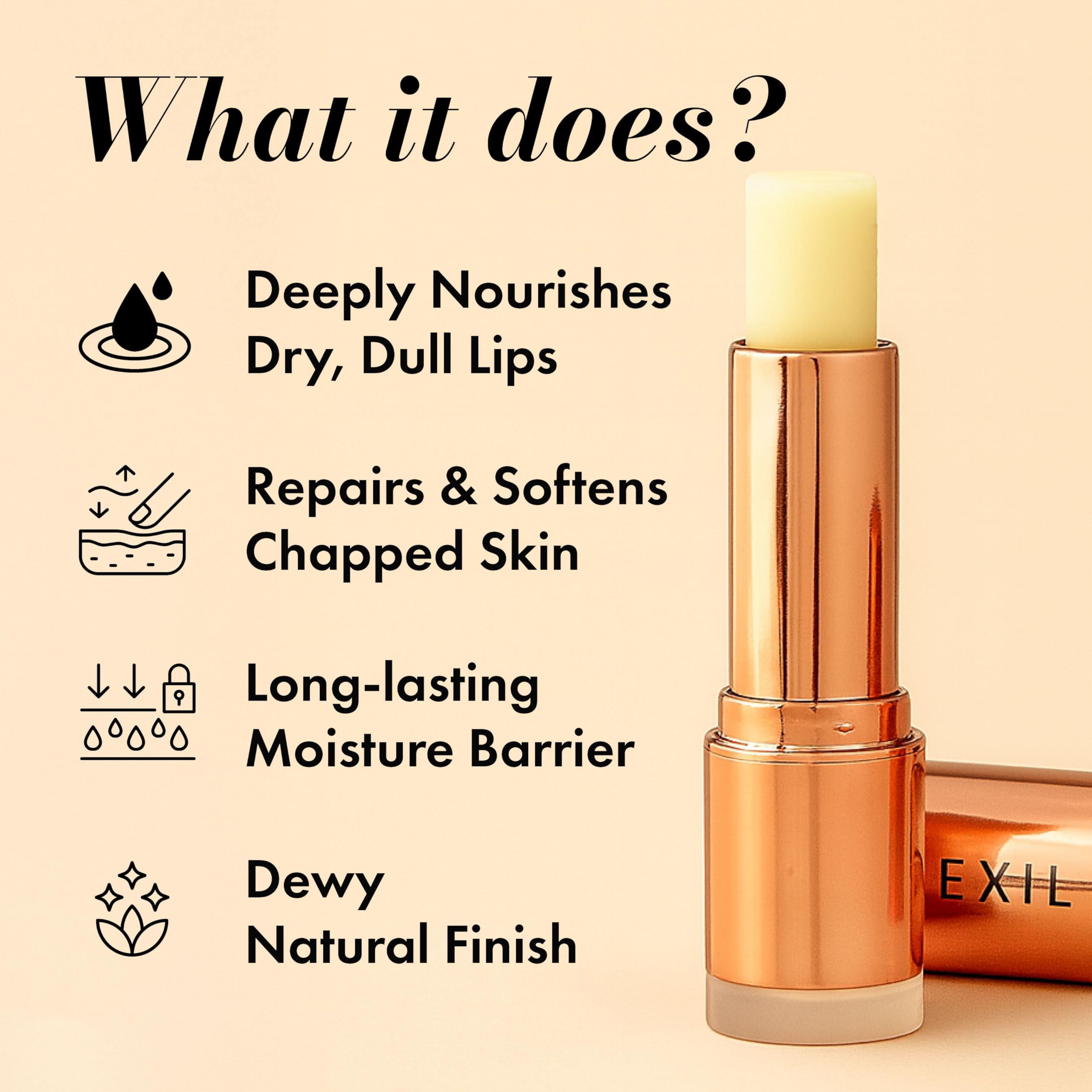 Clinexil Lip Balm – Hydrating Lip Care with Cold-Pressed Oils, 10% Squalane, Ceramides & Vitamin E