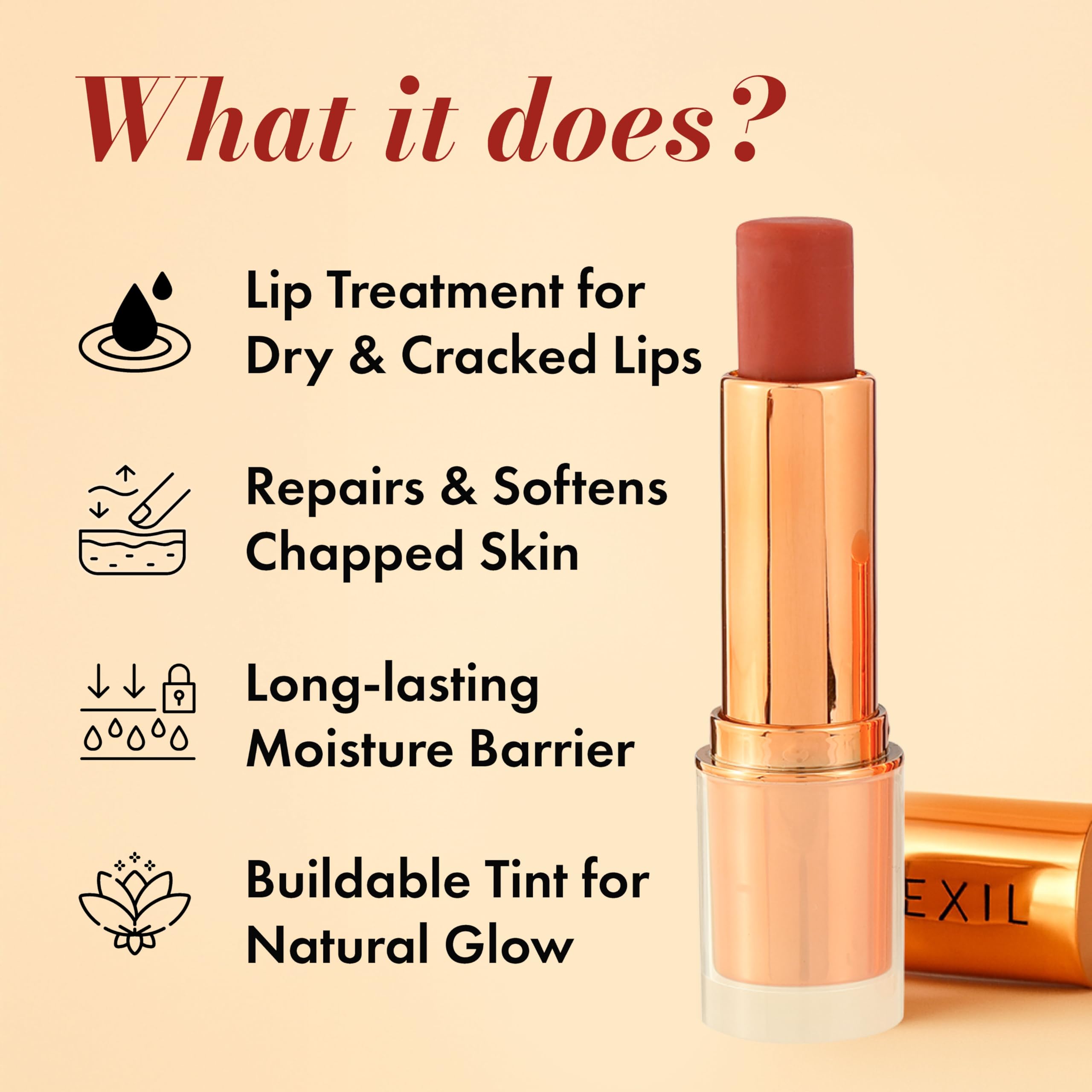 Clinexil Tinted Lip Balm – Hydrating Lip Tint with 10% Squalane & Ceramides