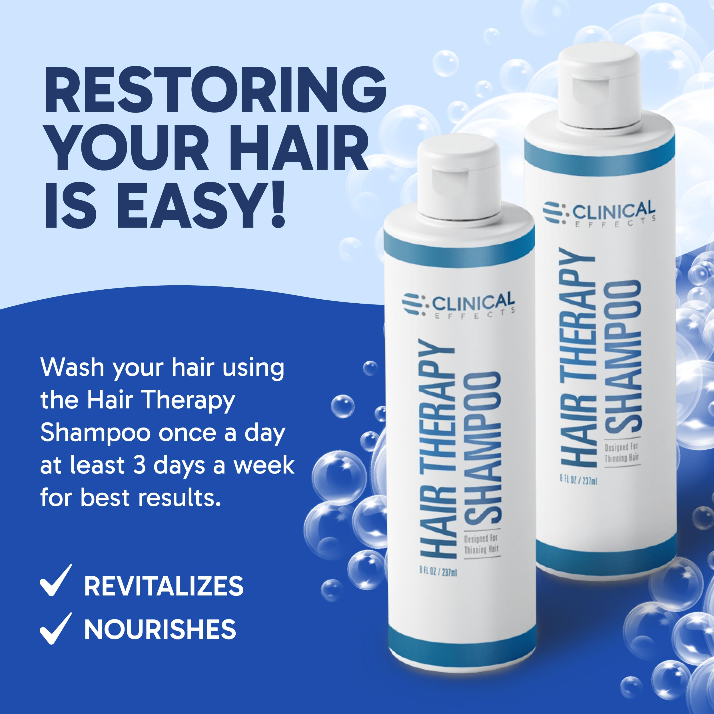 Clinical Effects Hair Therapy Shampoo – Biotin with Anagain & Baicapil | Made in USA | 8 Fl Oz