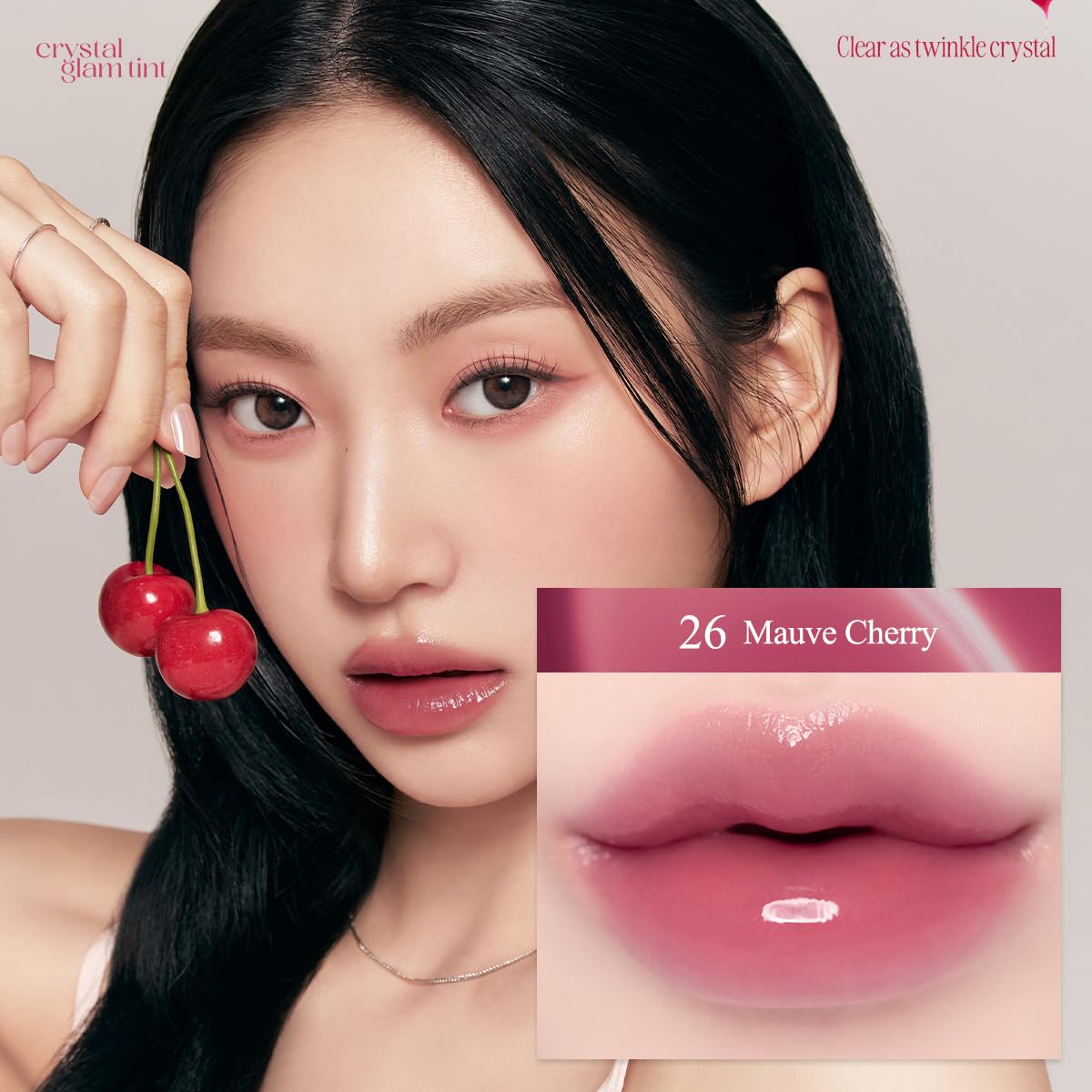 CLIO Crystal Glam Tint Mauve Cherry (026) – Glossy, Buildable Lip Tint