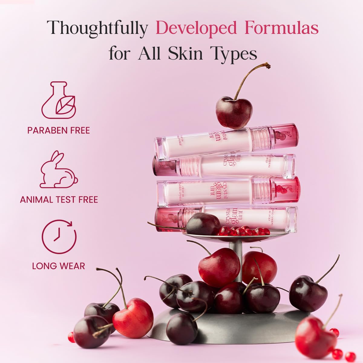CLIO Crystal Glam Tint Cherry Series 028 Dry Cherry – Glossy, Buildable Lip Stain