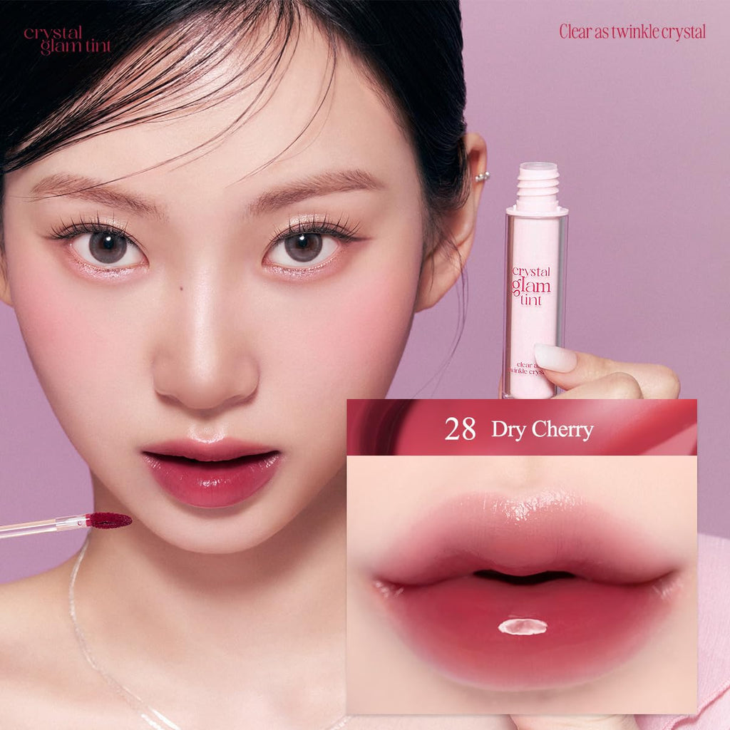 CLIO Crystal Glam Tint Cherry Series 028 Dry Cherry – Glossy, Buildable Lip Stain