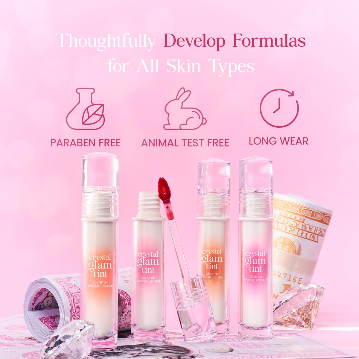 CLIO PROFESSIONAL Crystal Glam Tint 014 Heart Pink Diamond – Glossy, Lightweight, Buildable Color