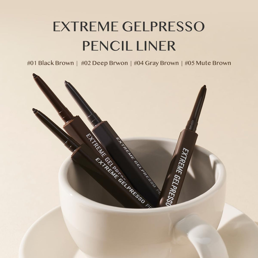 CLIO Extreme Gelpresso Pencil Eyeliner | Smudge-Proof, Waterproof, Long-Lasting | 6 Shades (Deep Brown 002)