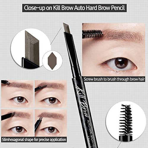 CLIO Kill Brow Auto Hard Eyebrow Pencil - Dual-End, Waterproof, 02 Light Brown