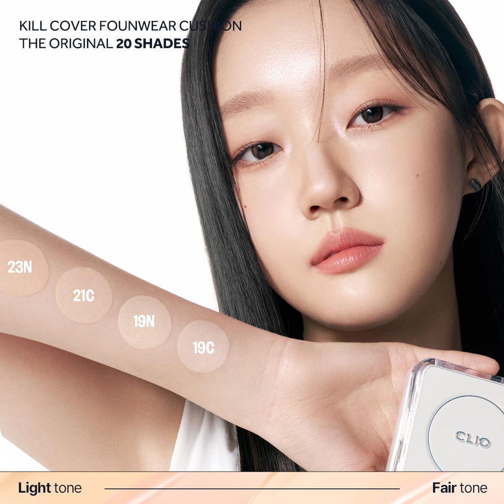 CLIO Kill Cover Founwear Cushion The Original – 20 Shades, Light to Medium Coverage, Natural Matte Finish (19C Light)