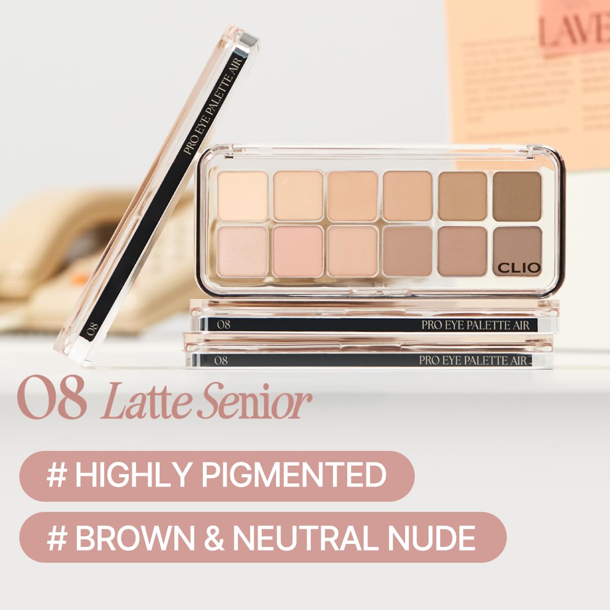 CLIO PRO EYE PALETTE AIR (08 LATTE SENIOR) – All-In-One Eye Shadow Palette