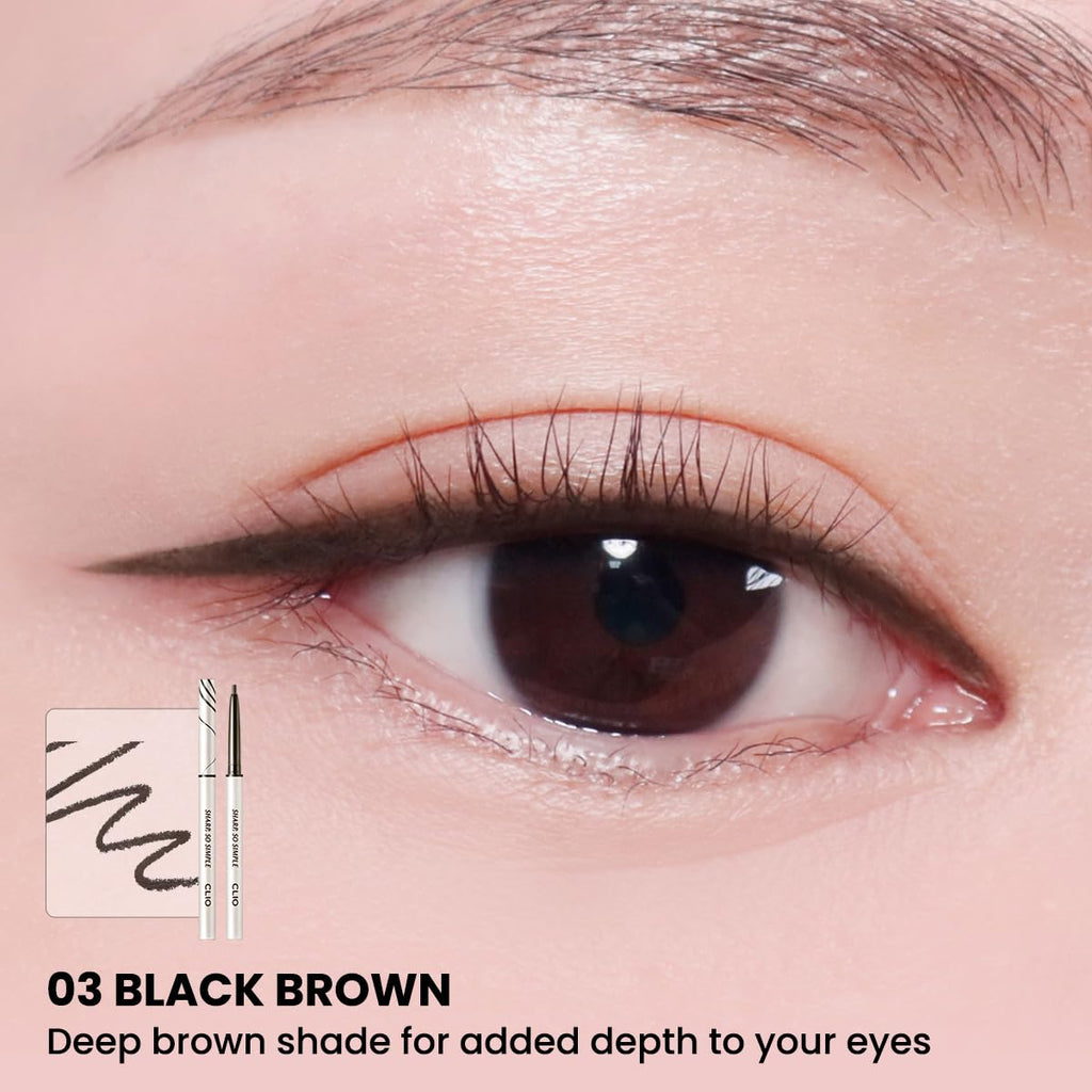 CLIO PROFESSIONAL Sharp So Simple Waterproof Pencil Liner – 2mm Tip, Rich Color, 03 Black Brown