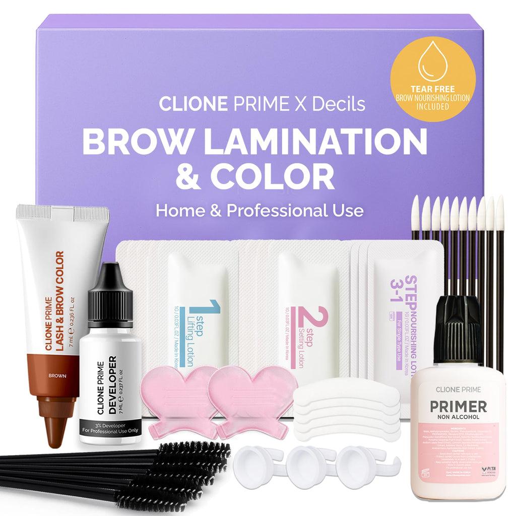 CLIONE PRIME Korean At-Home Brow Lamination & Color Kit — Professional Eyebrow Lift, Tint, and Aftercare