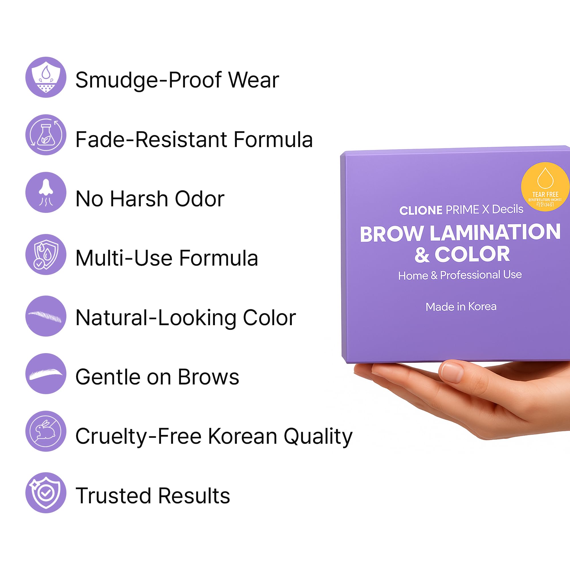 CLIONE PRIME Korean At-Home Brow Lamination & Color Kit — Professional Eyebrow Lift, Tint, and Aftercare