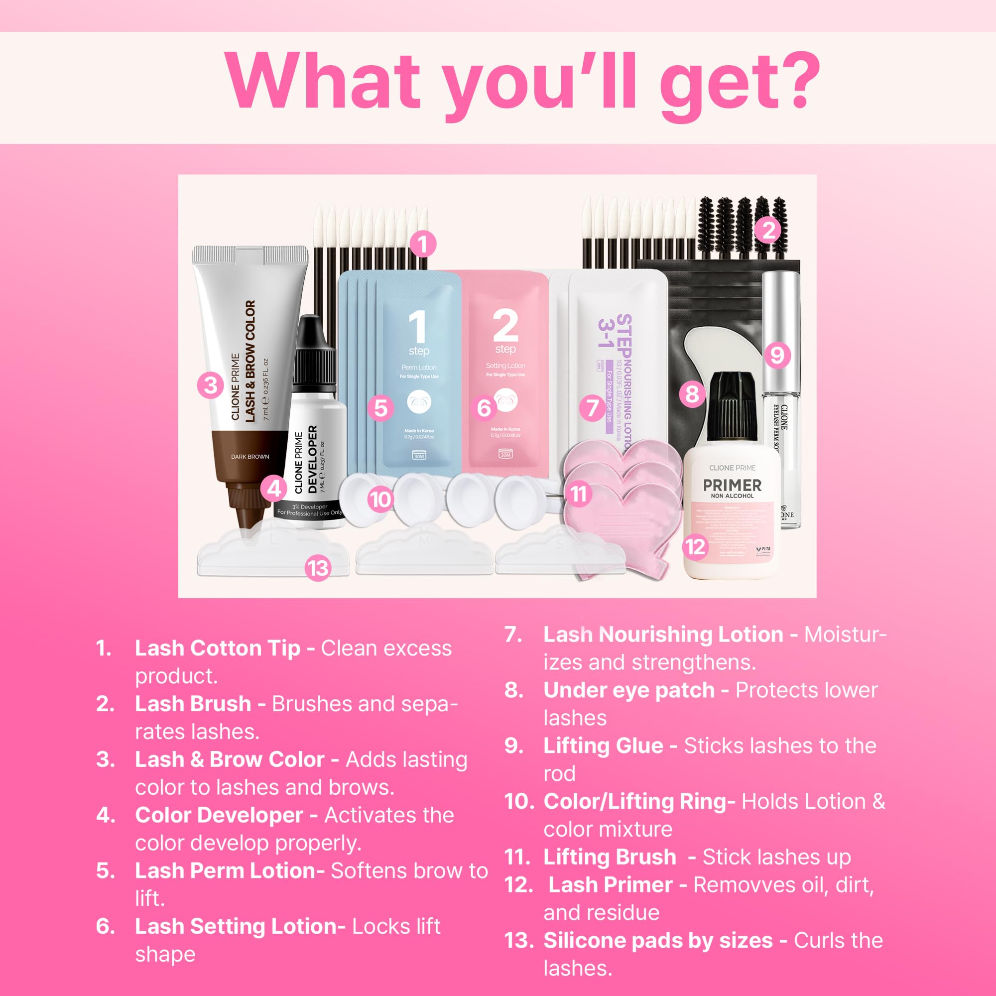 CLIONE PRIME Korean At-Home Lash Lift & Brow Lamination Kit – All-in-One Color & Definition