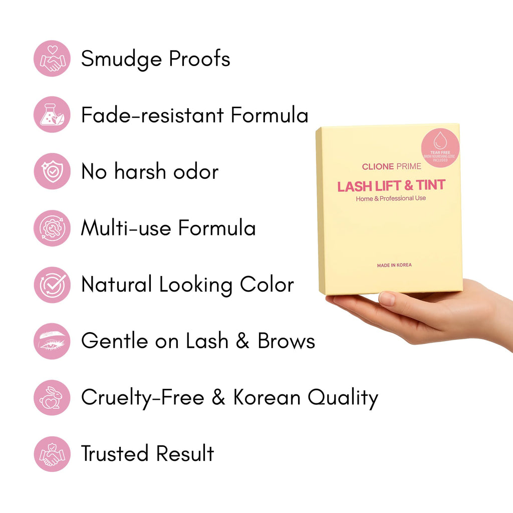 CLIONE PRIME Korean At-Home Lash Lift & Brow Color Kit — Temporary, Gentle Vitamin C Formula