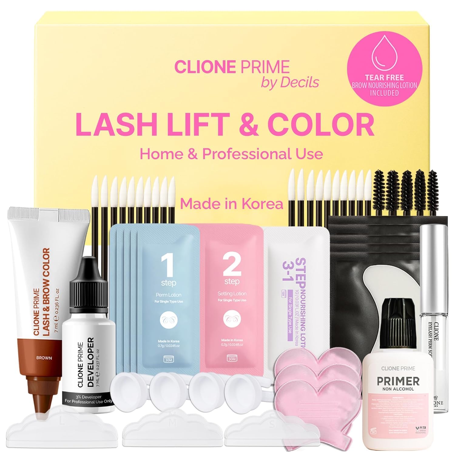 CLIONE PRIME Korean At-Home Lash Lift & Brow Lamination Kit – Brown Color