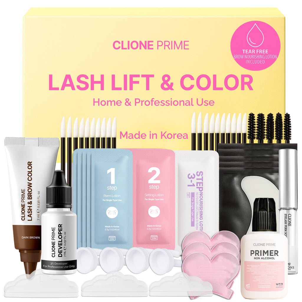 CLIONE PRIME Korean At-Home Lash Lift & Brow Lamination Kit – All-in-One Color & Definition