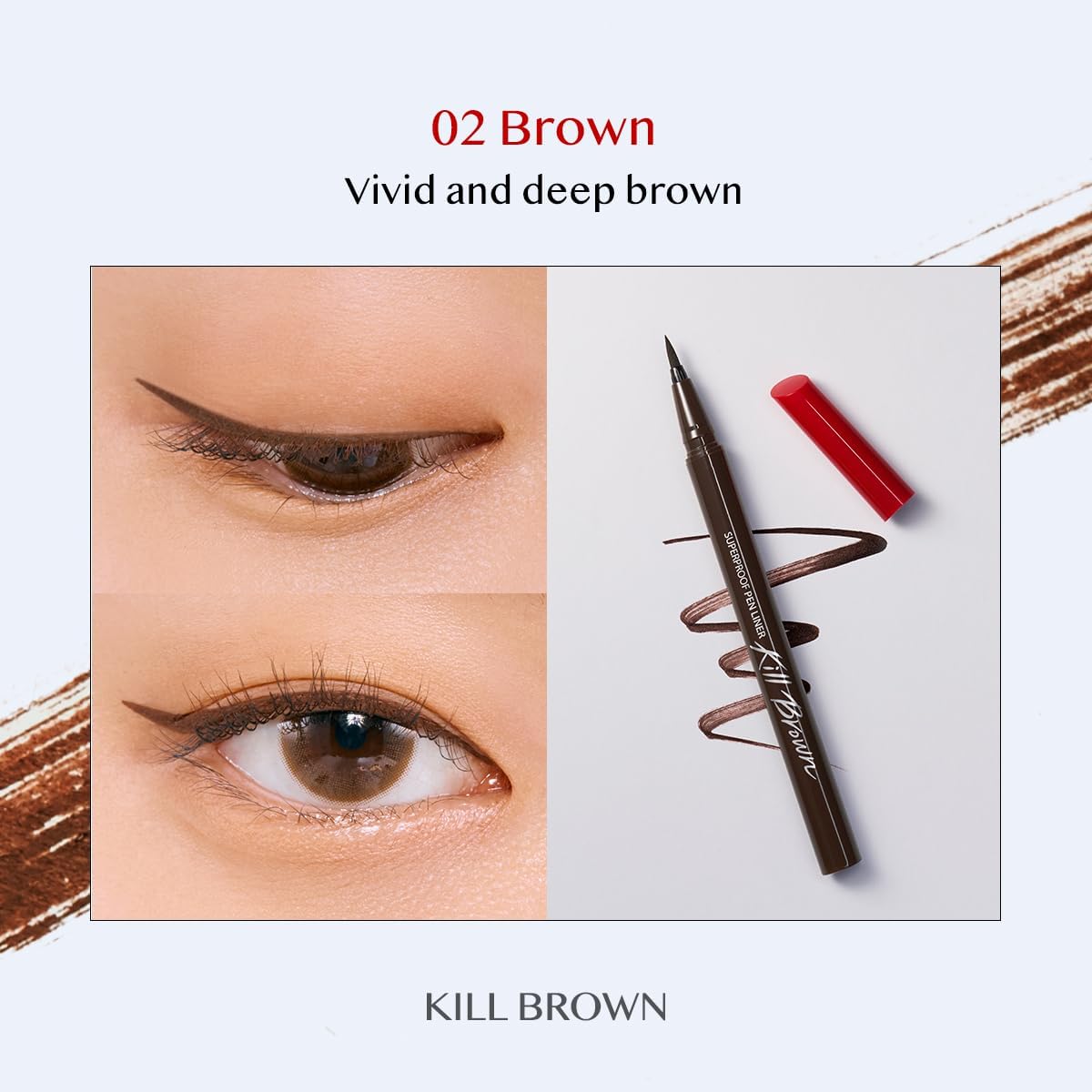 CLIO PROFESSIONAL Superproof Pen Liquid Eyeliner – Precision Tip, Smudge-Resistant, Long-Lasting Color (002 Brown NEW)