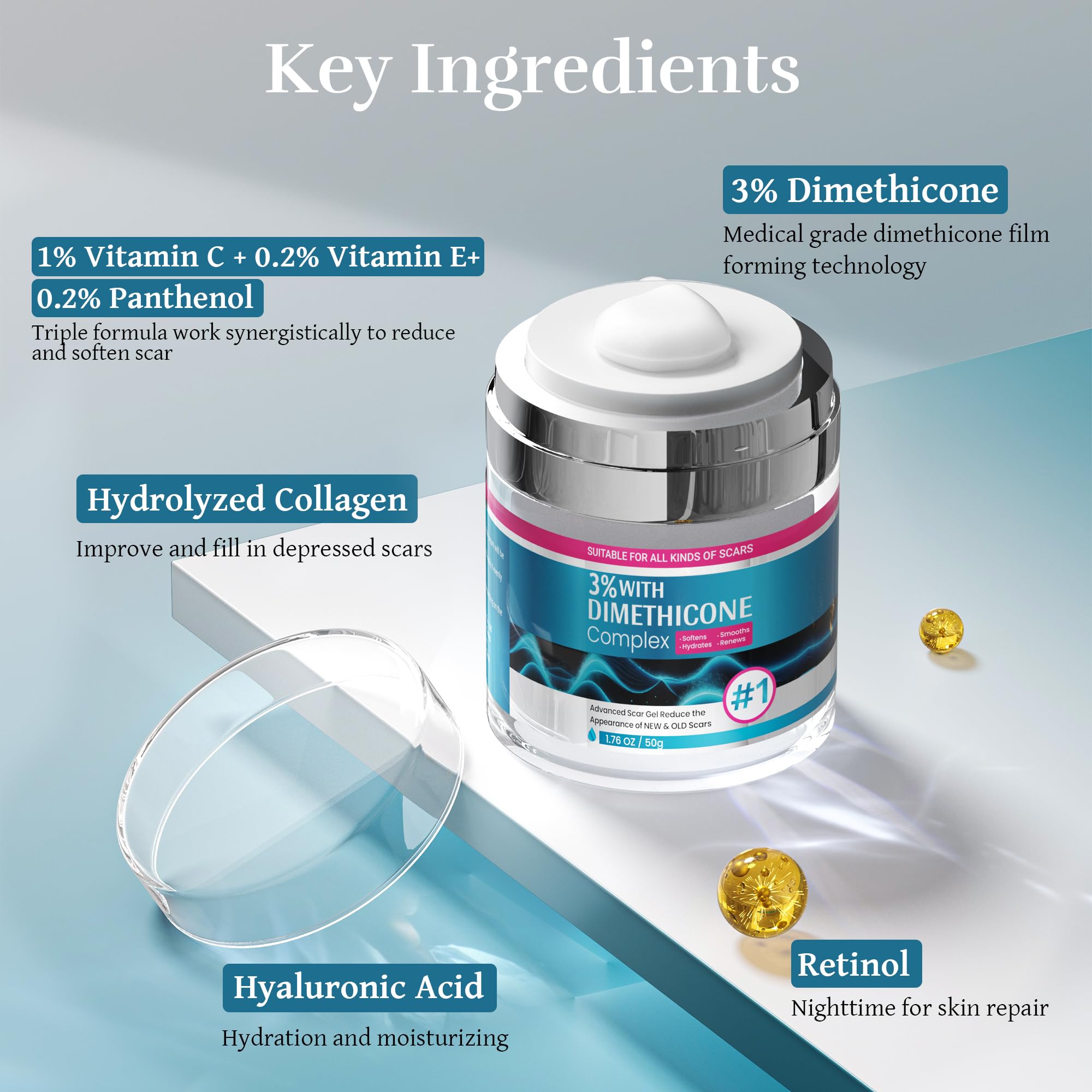 CLNABFR Silicone Scar Cream – 1.76 oz (50 g) for Scar Texture & Appearance